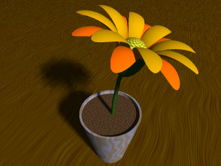 "Flower." Modelled by Te'ja. Textured by Slime. Created with the JavaScript Raytracer.