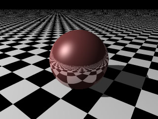 The original JavaScript Raytracer scene, by Slime.